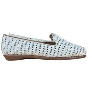 Aerosoles Women's Betunia Slip-on Loafer Woven White Silver Size 8M NWOB